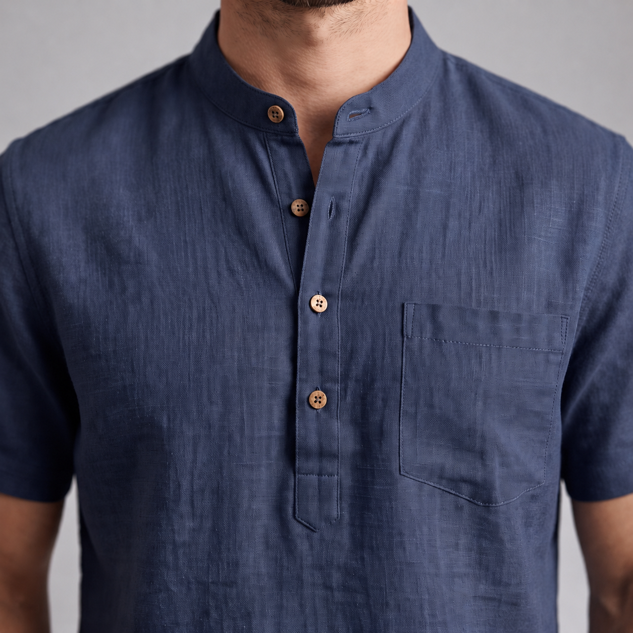 Men's Linen Henley Shirt