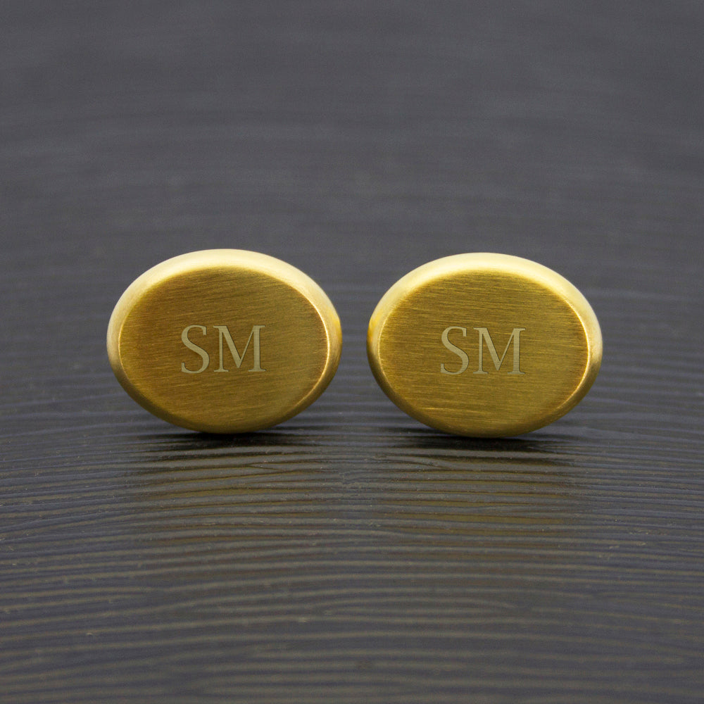 Personalised Men's Gold Oval Cufflinks