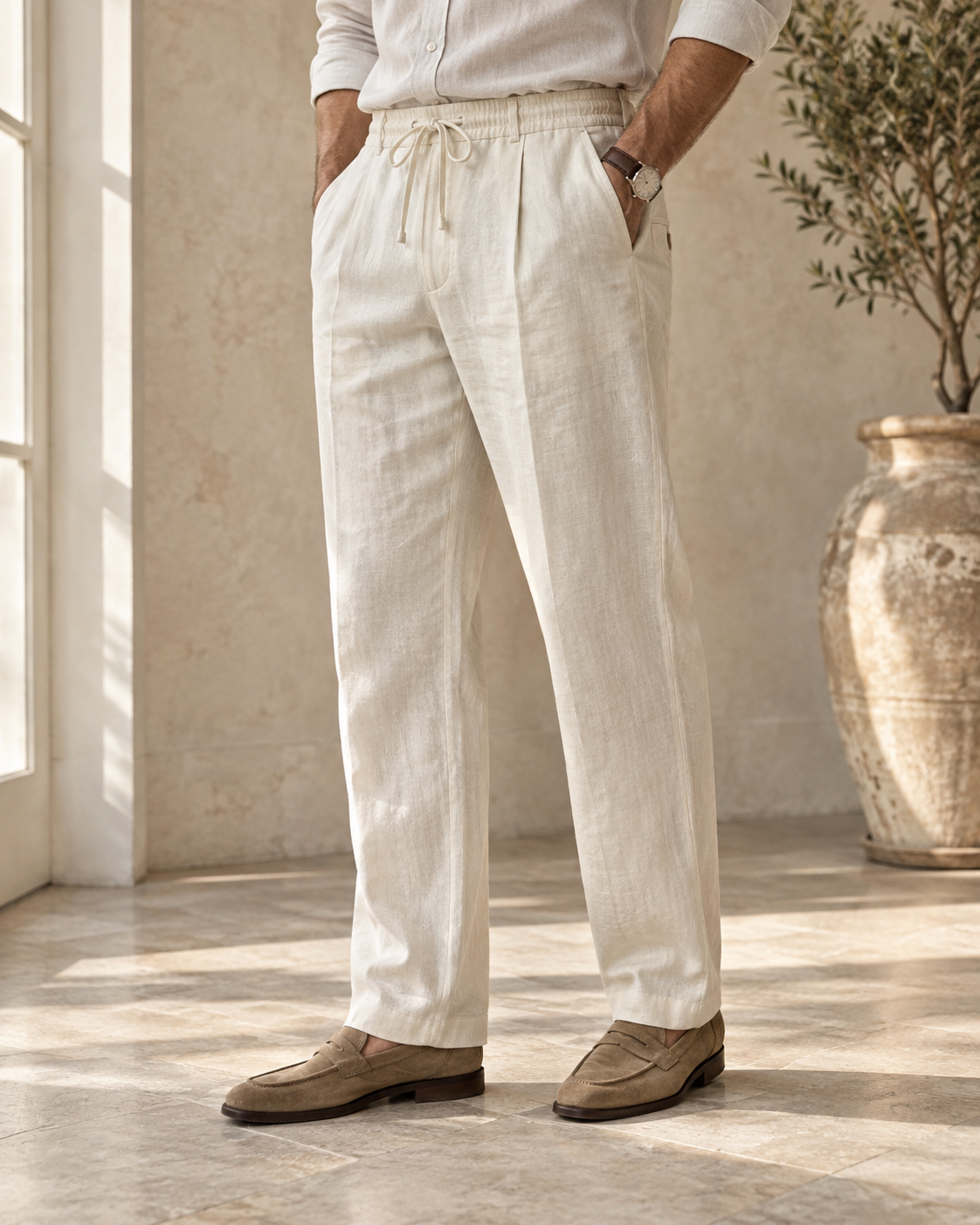 The Capri Linen Drawstring Trousers — NORTH & CO.