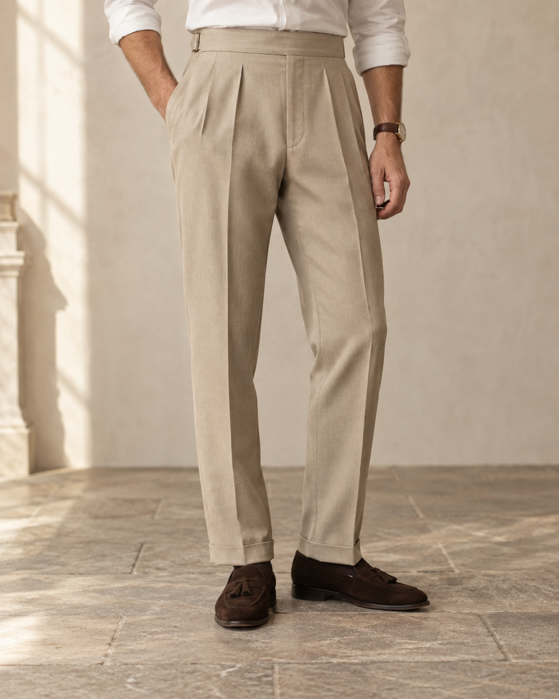 The Sandhurst Pleated Wool Trousers — NORTH & CO.