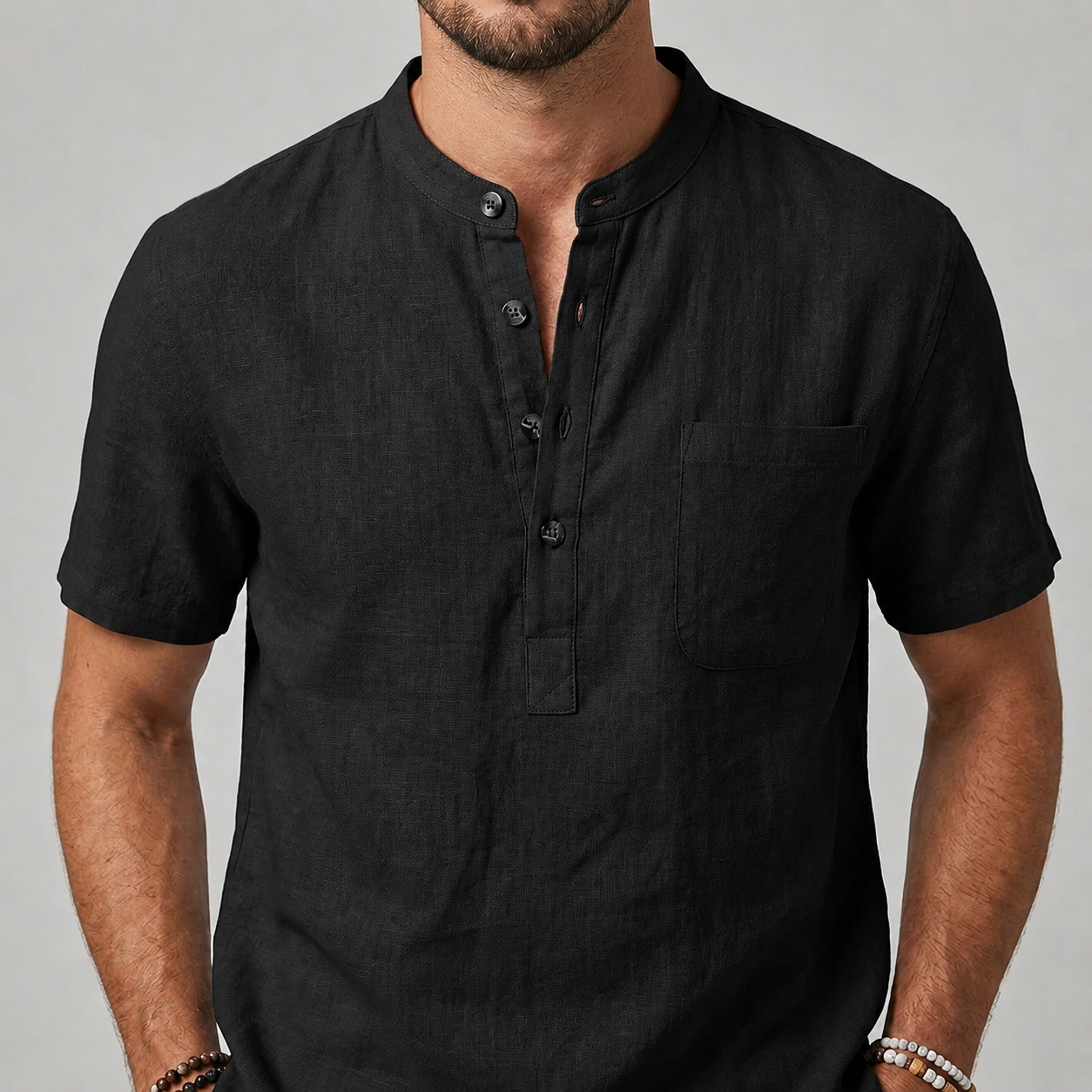 Men's Linen Henley Shirt