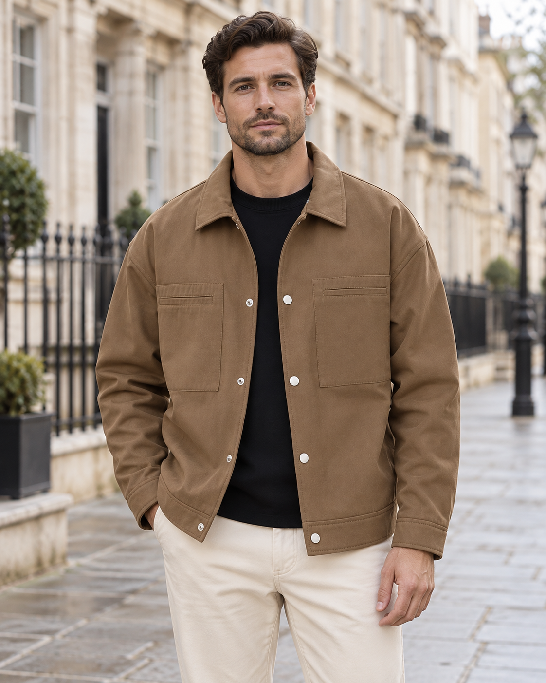 The Langford Overshirt Jacket in Coffee, men's overshirt jacket