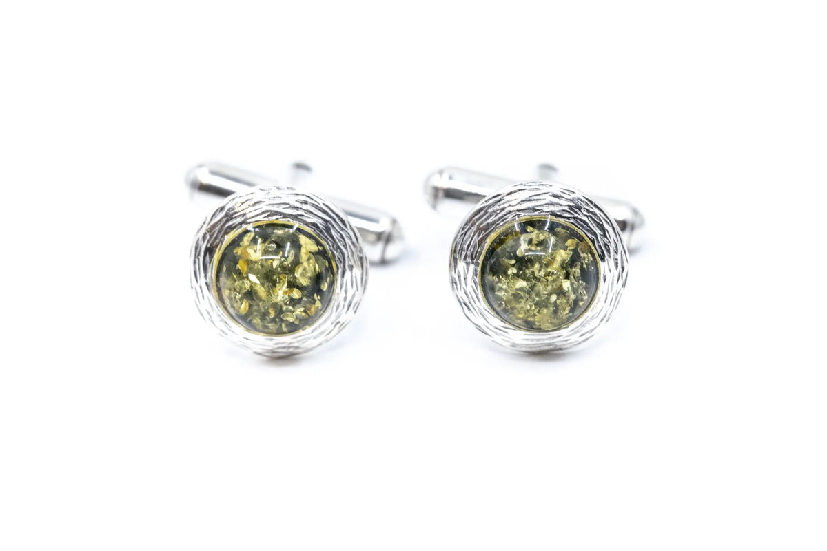 The Whitby Amber Cufflinks, green Baltic amber cufflinks – photo 1 of 8