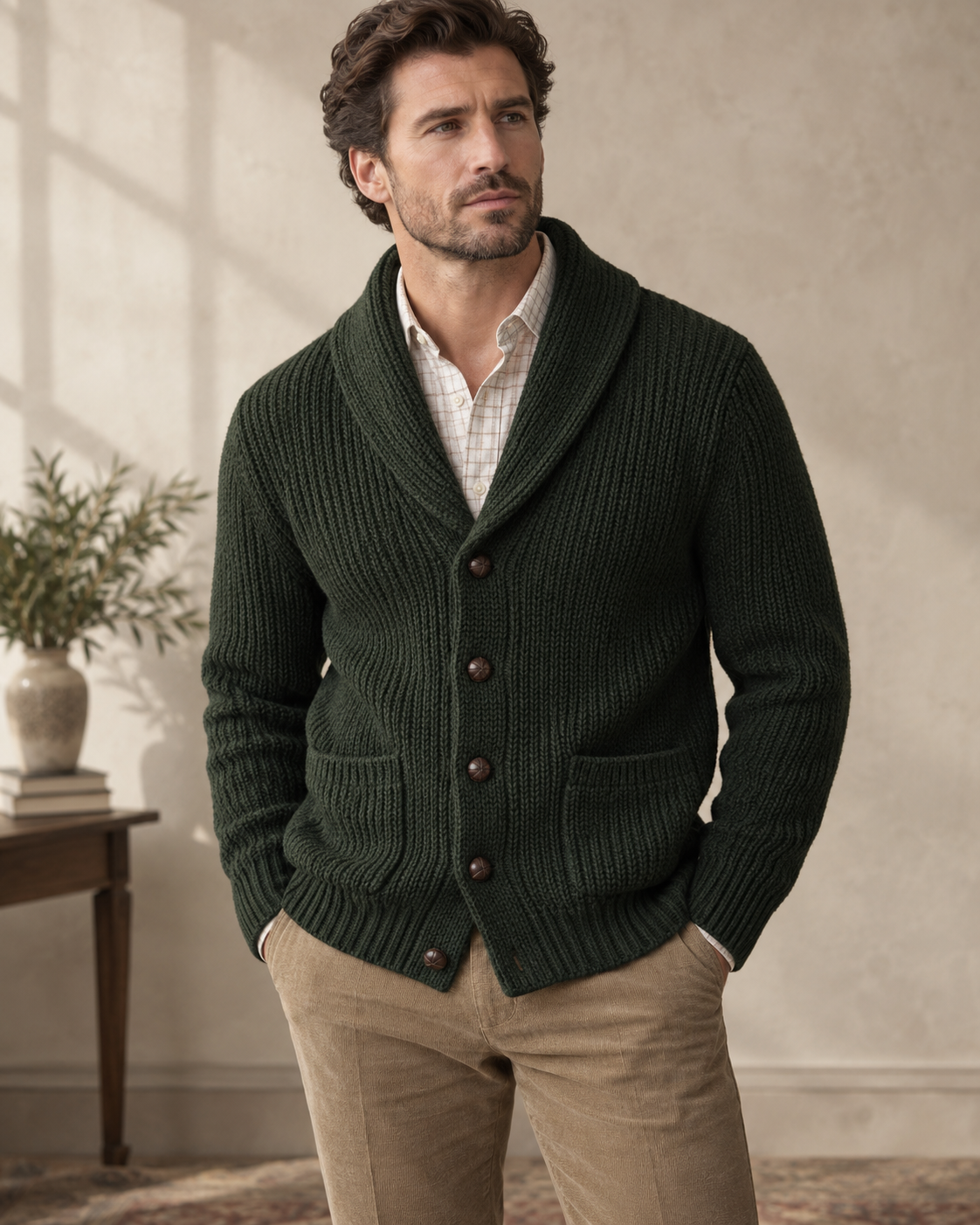 The Eton Shawl Collar Cardigan — NORTH & CO.