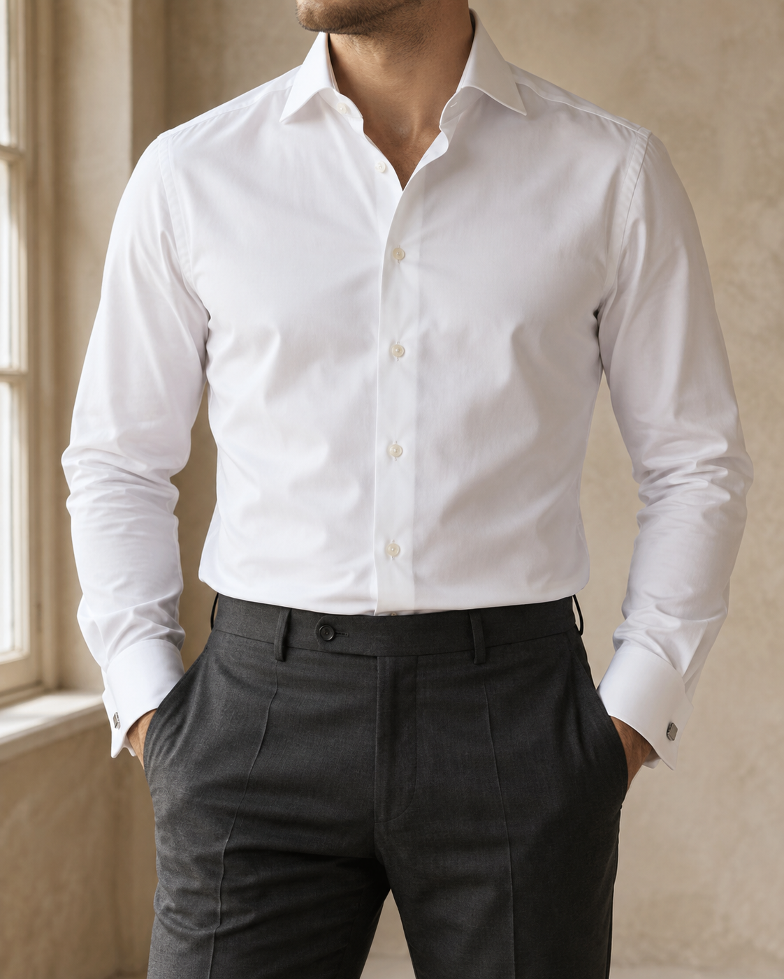 The Kingsley White Poplin Dress Shirt — NORTH & CO.