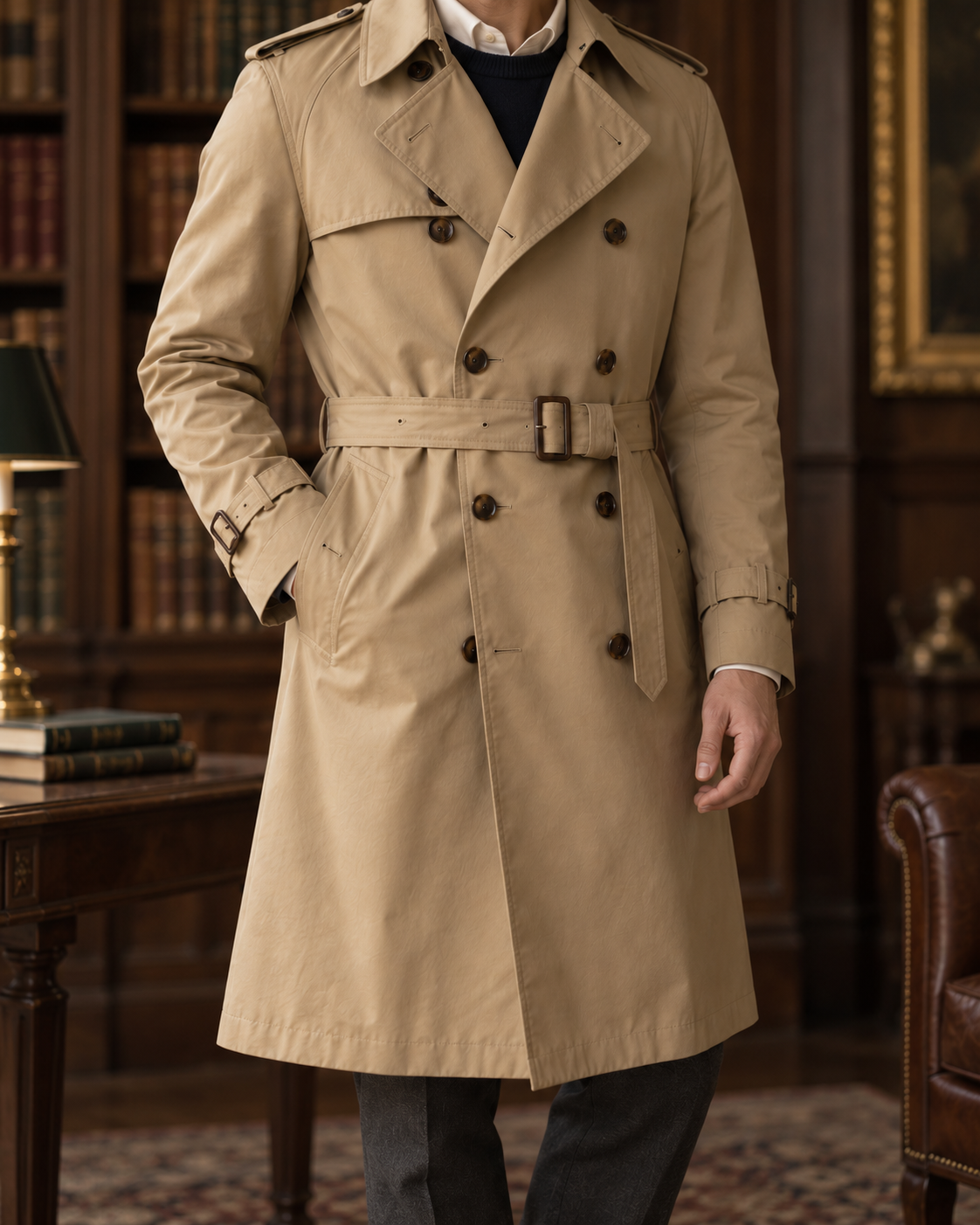 The Savile Classic Trench Coat — Fabric detail