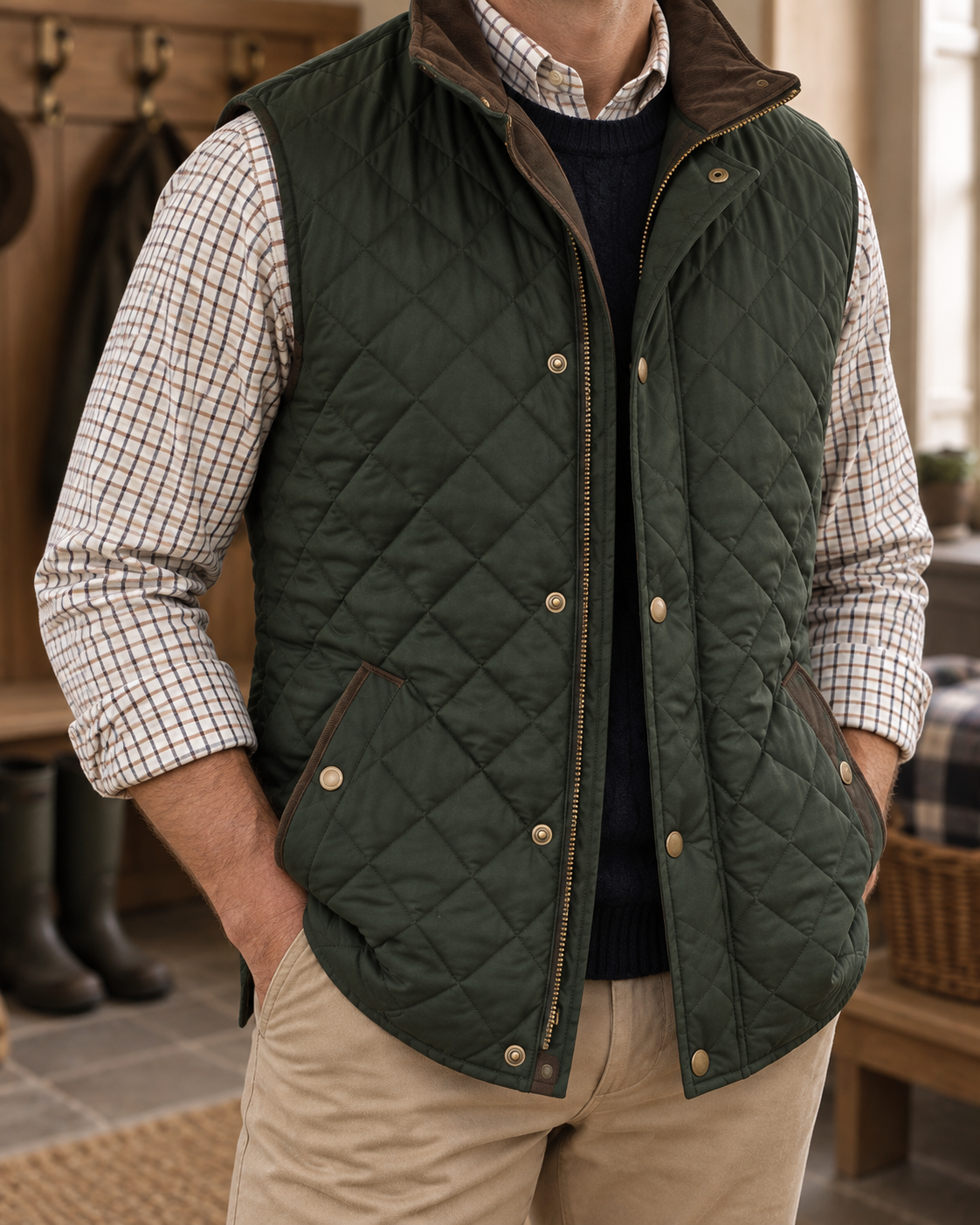 The Windsor Quilted Gilet — Quilting detail